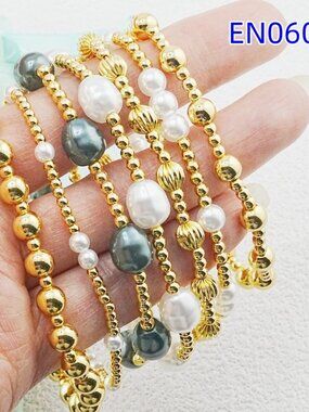 Enewton Gold Bead & Pearl Mixed Seven-Piece Bracelet Set